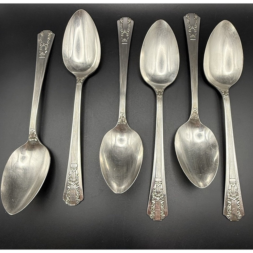 Vintage Oneida Wm A Rogers Silverplate Teaspoon Pattern Avenue 1939 Set 6 Spoon